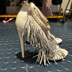 Emily B Billie in white heels